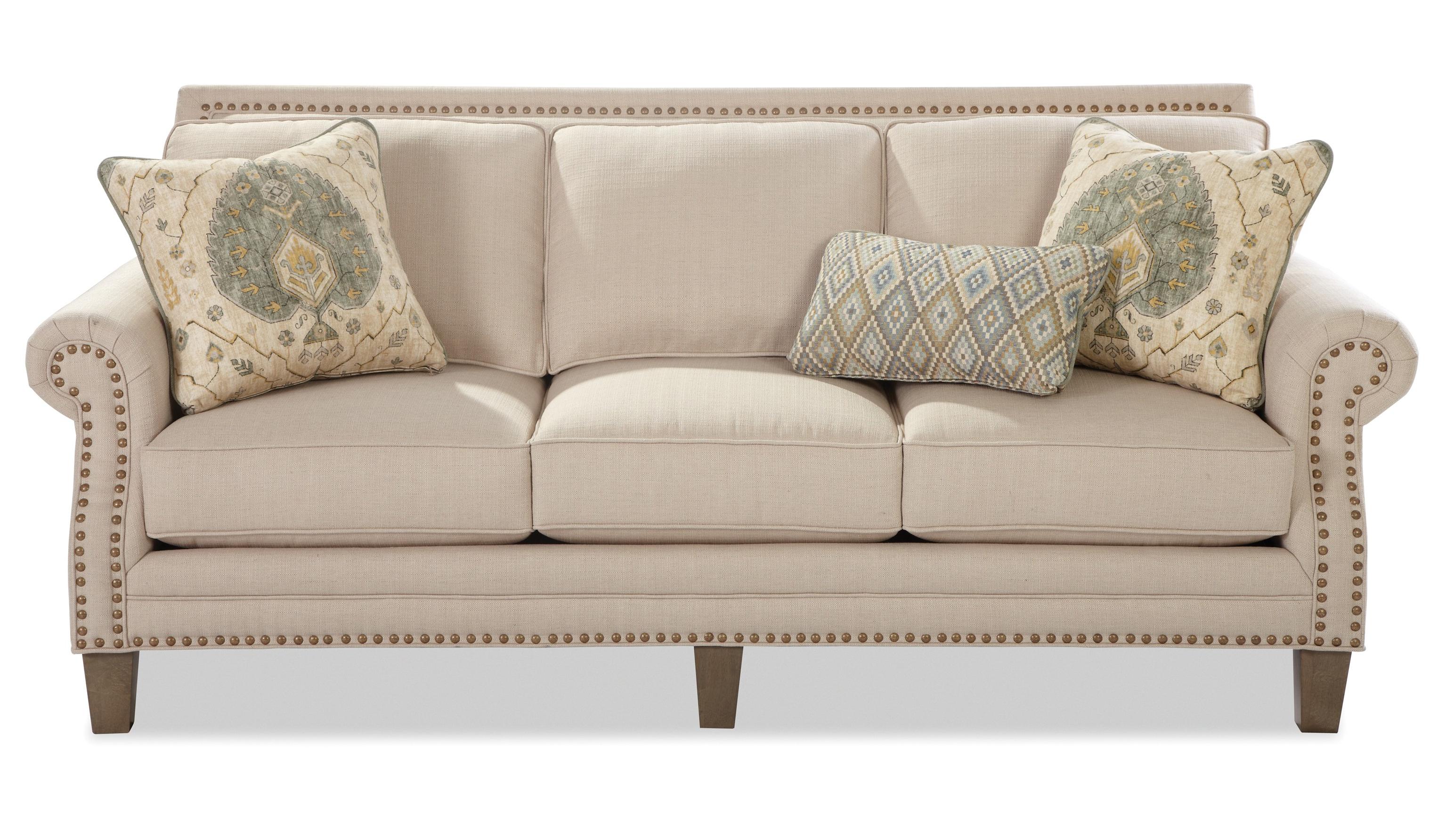 Craftmaster 747 Transitional Sofa with Brass Nailheads Miskelly